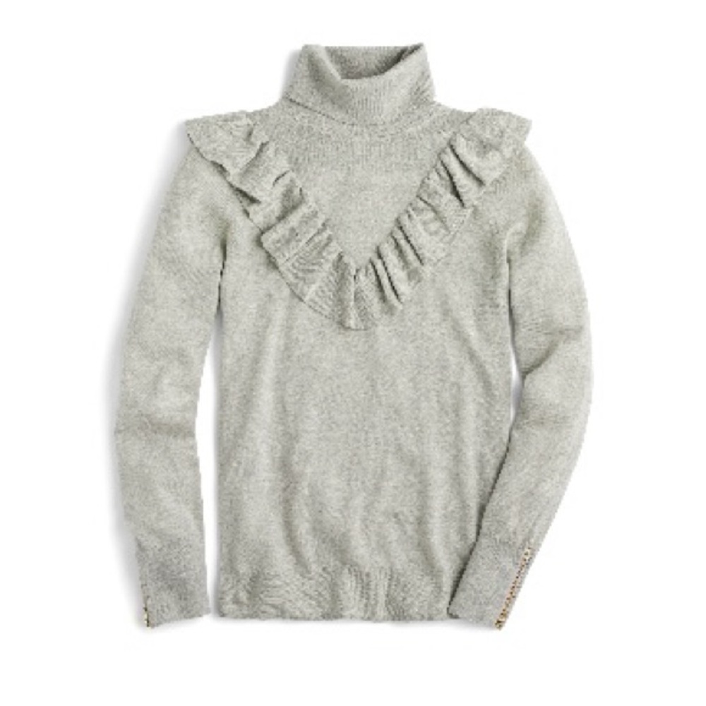 J.Crew Tippi Ruffle Turtleneck Sweater in Heather Dusk